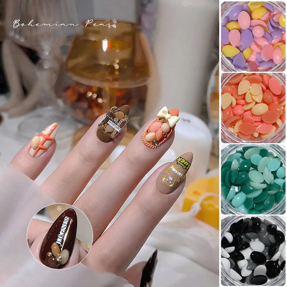 

Cute Acrylic Flatback Craft DIY Manicure Accessories Half Round Nail Charms 3D Nail Art Decorations Colorful Beads