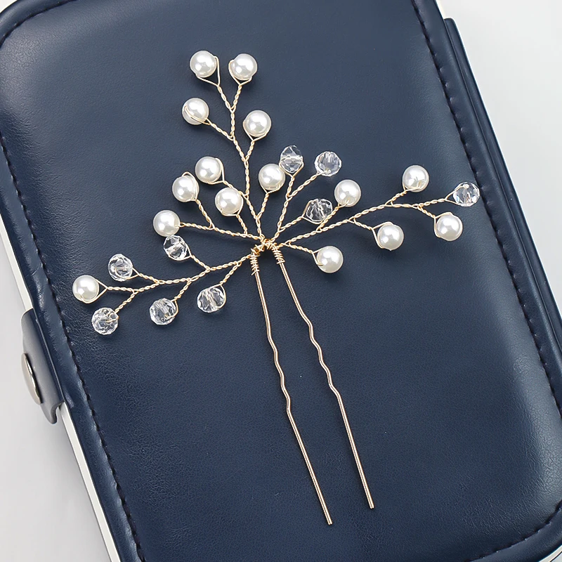 Свадебные Заколки Для Волос золотого и серебряного цвета с кристаллами жемчугом