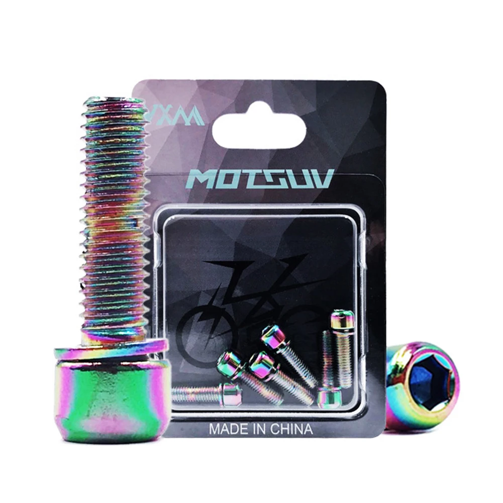 

6Pcs M5*18mm Bicycle Handlebar Screw Stainless Steel MTB Road Bike Stem Riser Bolts Titanium-plated Colorful Screws Bicycle Part