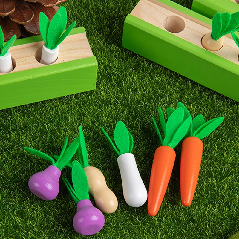 

Wooden Toy Fun Vegetable Insert Carrot Game Hand-eye Coordination Game Educational Toy For Children Kid
