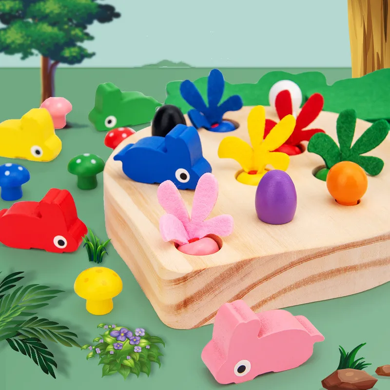 

Wooden Turnip Pulling Toy Simulation Picking Carrot Interactive Parent-Child Montessori Early Educational Toys Children Gift