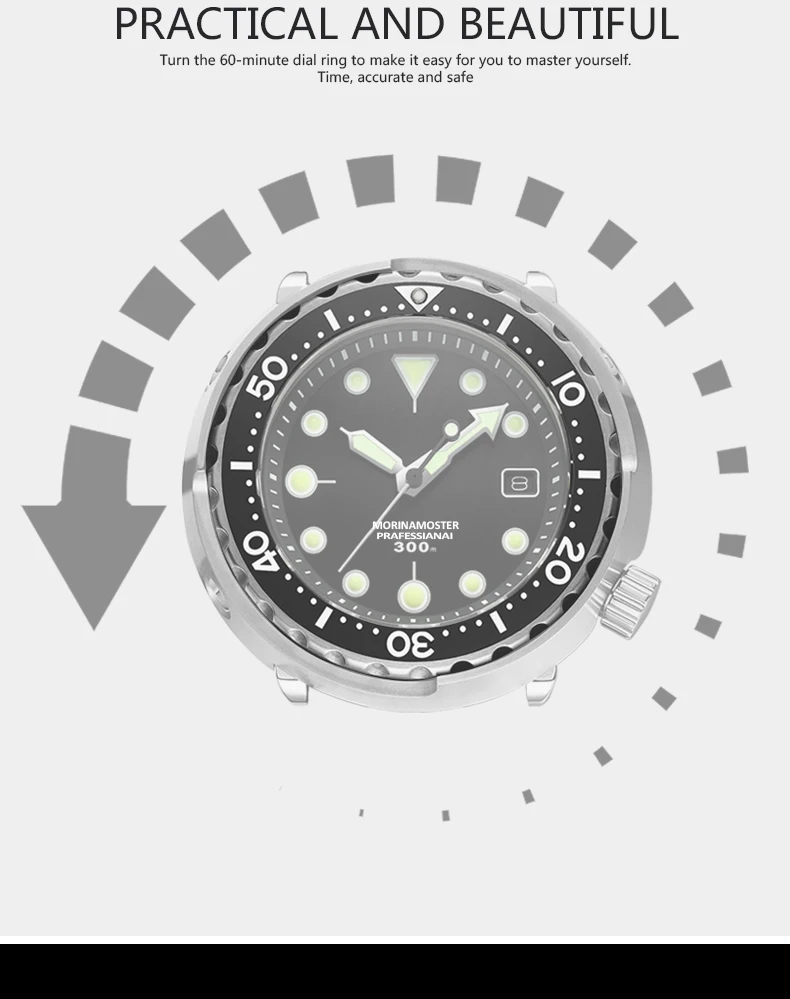 Лидирующий Бренд Rolexable 300 м водонепроницаемые мужские часы для дайвинга автоматические механические часы 316 нержавеющая сталь сапфировые часы для ныряльщика