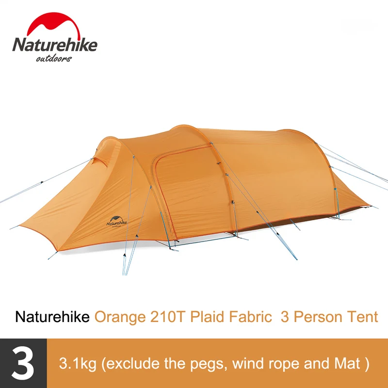 3 person-orange Naturehike сверхлегкий 2-3 человек палатка Открытый Кемпинг Альпинизм одна спальня съемный туннель 4 сезона палатка - Цвет: 3 person-orange
