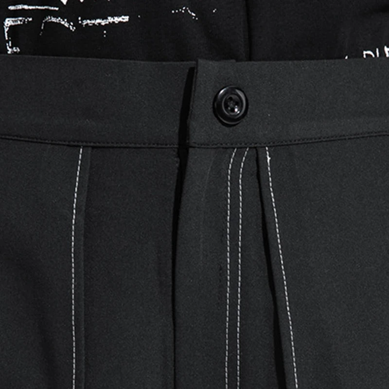 

CHICEVER Casual Ankle Length Trousers For Women High Waist Patchwork Ruched Loose Plus Size Wide Leg Pants Female 2020 Clothing