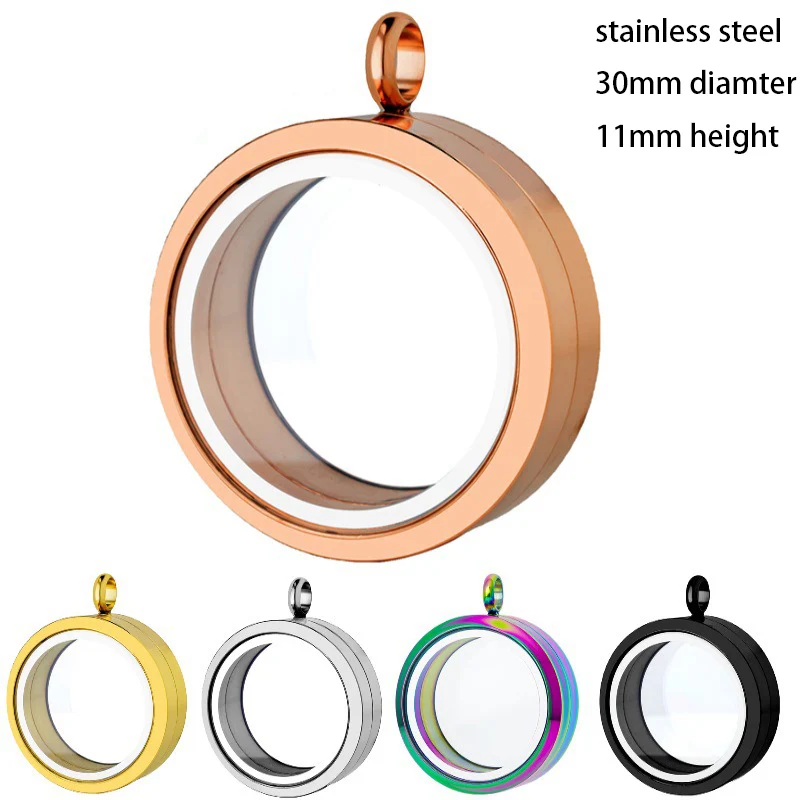 

30mm Stainless Steel DIY Glass Memory Locket Screw Twisted Pendant for Necklace