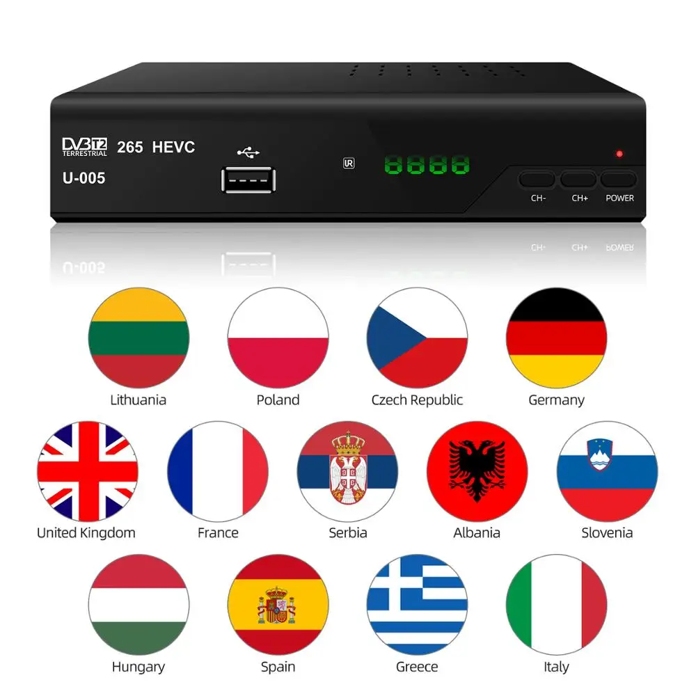 HD 4K Европейский ТВ тюнер H.265 Dvb T2 телеприставка для большинства европейских