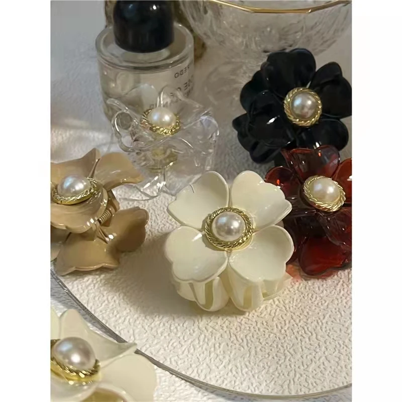 Женская заколка для волос Винтажная с цветами и жемчужинами в Корейском стиле из