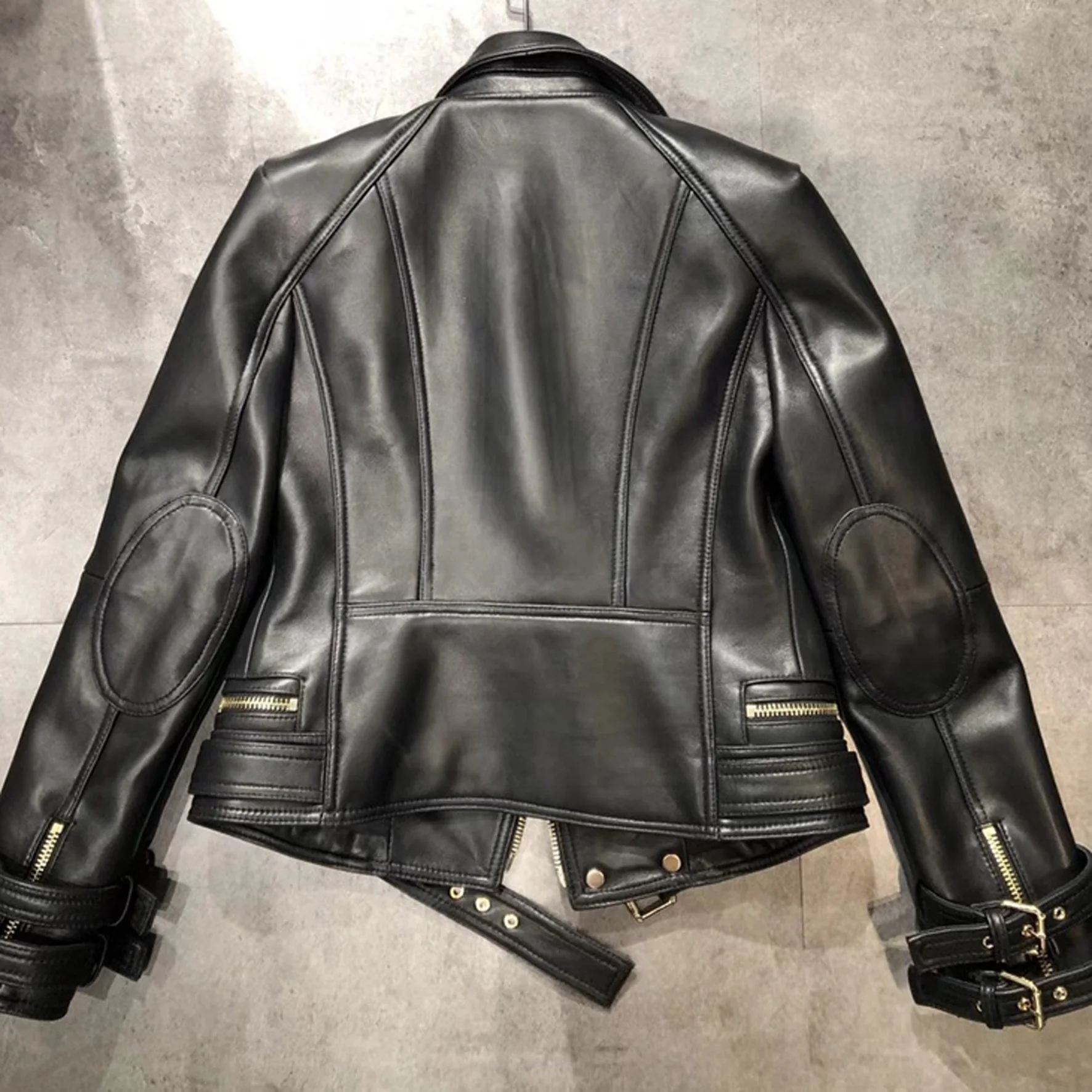 Luxury Brand Design Genuine Leather Jacket Coat Clothing Women Real Sheep Sheepskin European Style Double Breasted Slim Fit Tops | Женская