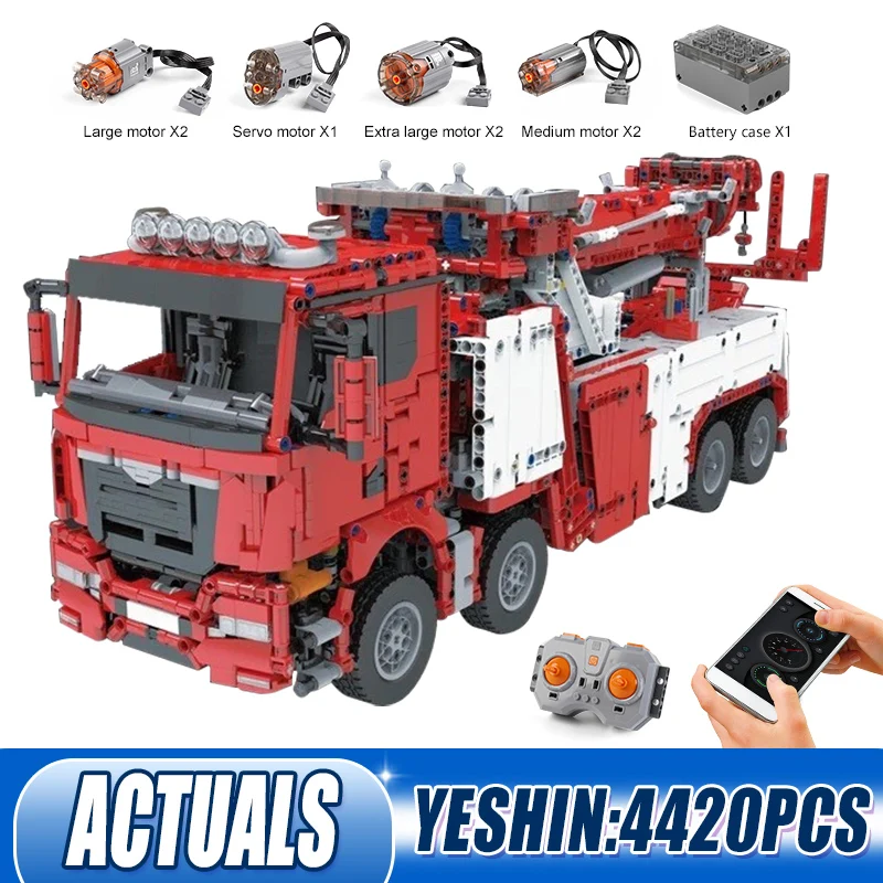 

Моторизованный пожарный автомобиль MOULD KING 17027 с приложением на радиоуправлении, игрушки, высокотехнологичная модель автомобиля, строительн...