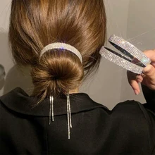 FORWOT Women Elegant Luxury Rhinestone Tassel Ponytail Hair Claws Hair Clips Barrettes Hairpin Headband Fashion Hair Accessories