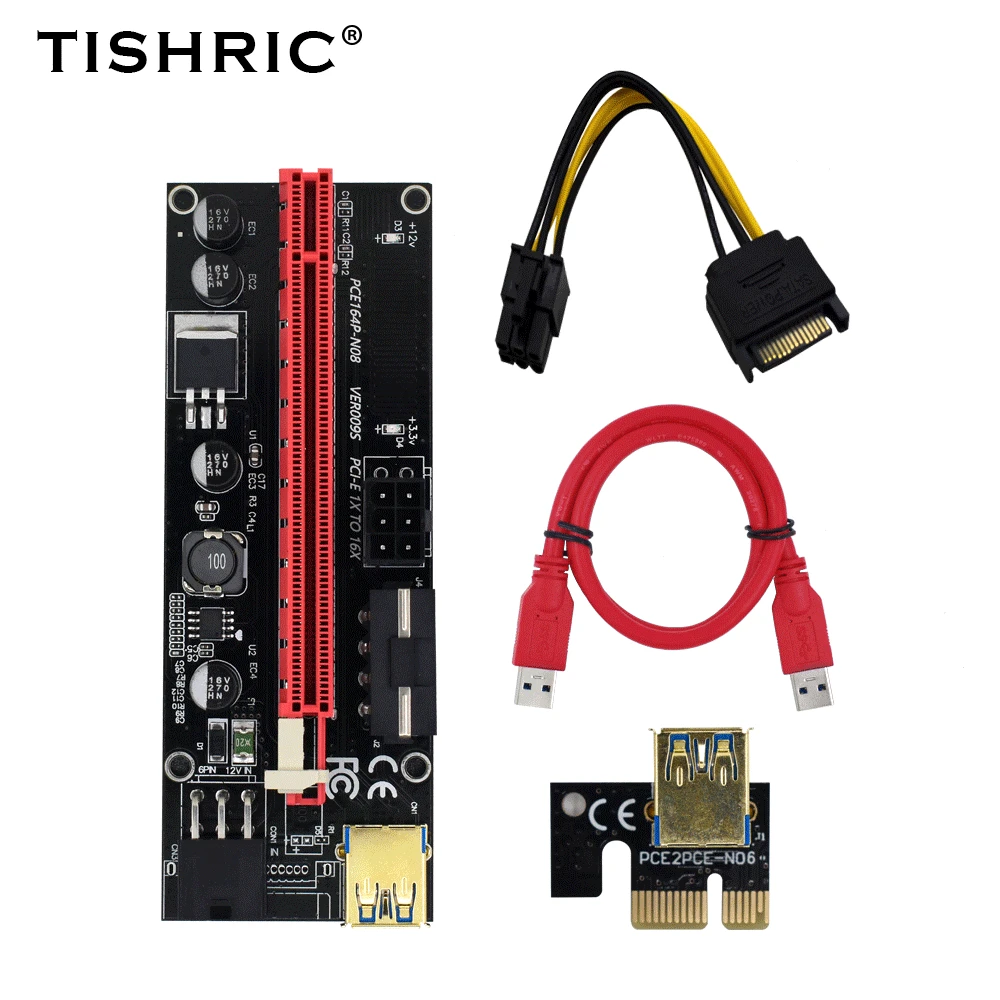 1/5 шт. TISHRIC PCI PCIE Riser 009/009S Plus Mining Graphics Card PCI-E 16x Sata to USB для видеокарты Adapter | Компьютеры