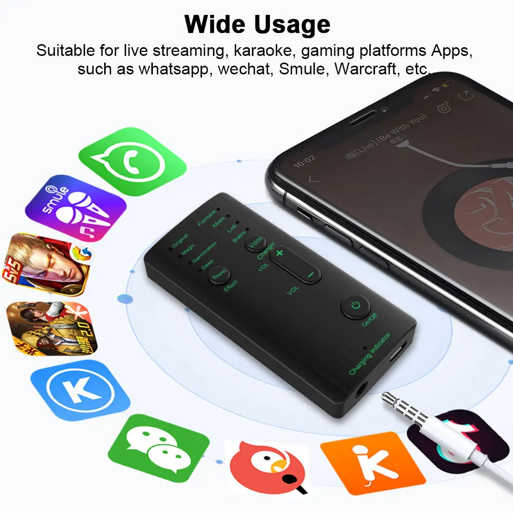 7 режимов смены звука наушники микрофон разные звуковые изменения портативные