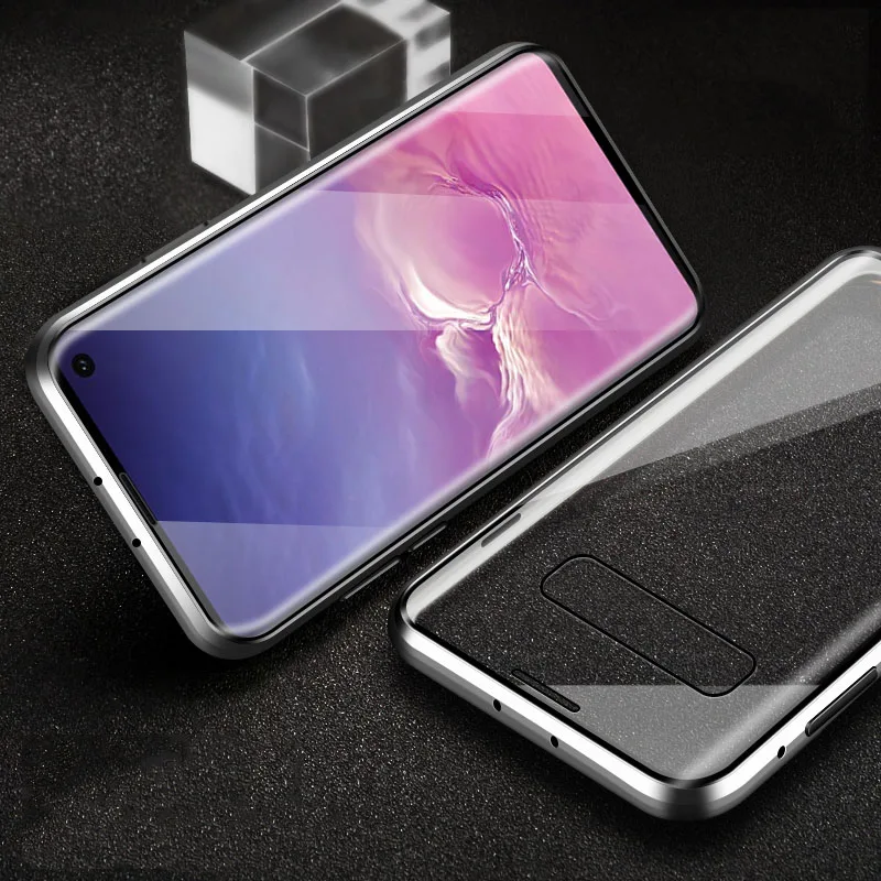Металлический магнитный чехол для телефона samsung Galaxy S10 E S8 S9 Plus двусторонний стеклянный Магнитный чехол для Galaxy Note 9 8 10 Plus чехол s