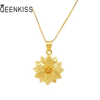 qeenkiss pt571 fine jewelry wholesale fashion woman bride birthday wedding gift vintage flowers 24kt gold pendant charm no chain