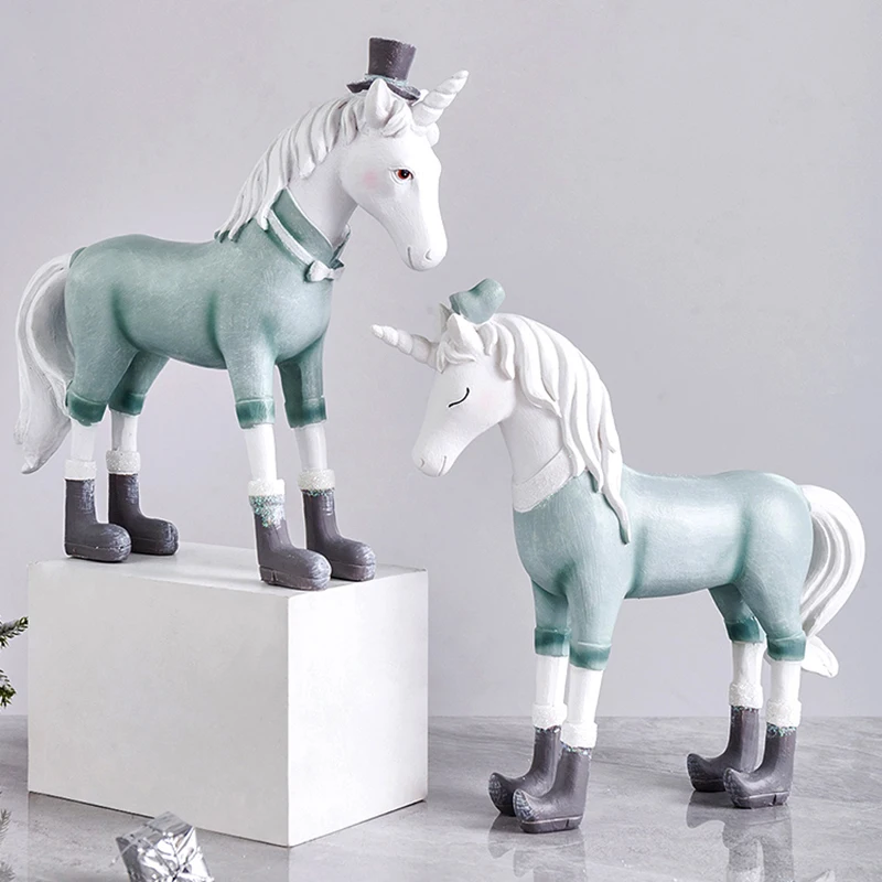 

Новинка, скандинавский Единорог, украшение из смолы, домашняя комната, мебель для телевизора, кабинета, детская комната, простые современны...