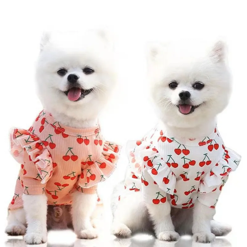 

Одежда для домашних животных, одежда для собаки, платье для щенка, рукава с лотосом, жилет для щенка, футболка, летняя юбка для маленьких и ср...