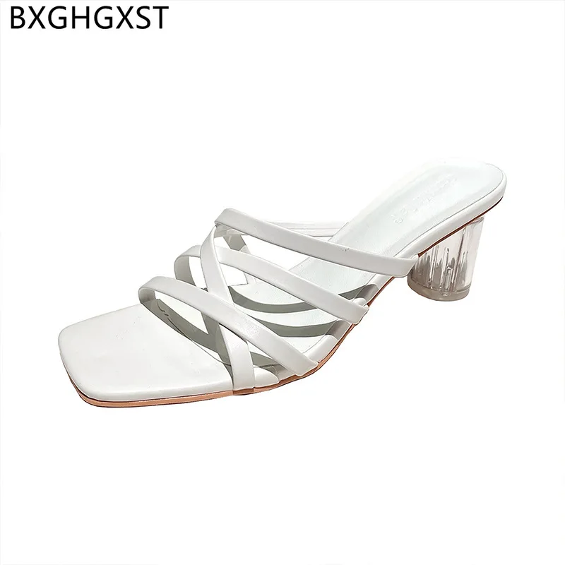 

Pumps Woman Shoes Transparent Heels Summer Slippers for Woman Casual Square Toe Heels Hight Heels Women 2022 Slippers Women