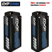 dxf short pack lipo battery 2s lipo 7 6v 6000mah 120c with 5mm bullet competition for 110 buggy