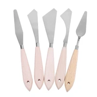5 pcs painting knife spatula palette knife wood handle and metal blade painting accessories for art and paint