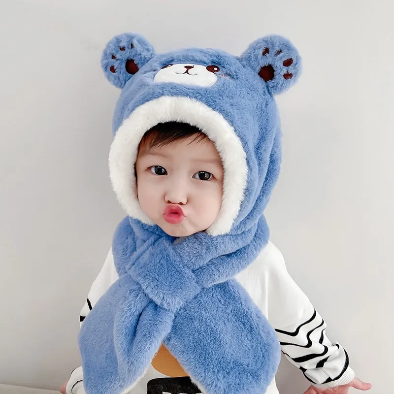 

Шапки для маленьких девочек, теплая зимняя шапка для детей, плюшевая утепленная шапка, милый 3D головной убор с животными, искусственная Женс...