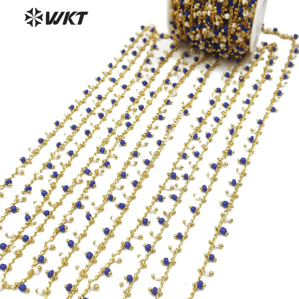 WT-RBC127 WKT многоцветные сине-белые Кристальные бусины позолоченные гальванические