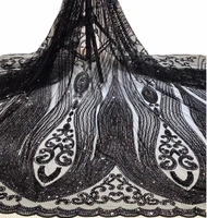 Luxury Lace fabric Handmade beaded Fabric French Wedding Dress Latest Nigeria Embroidery tulle lace With Sequins New TS9313