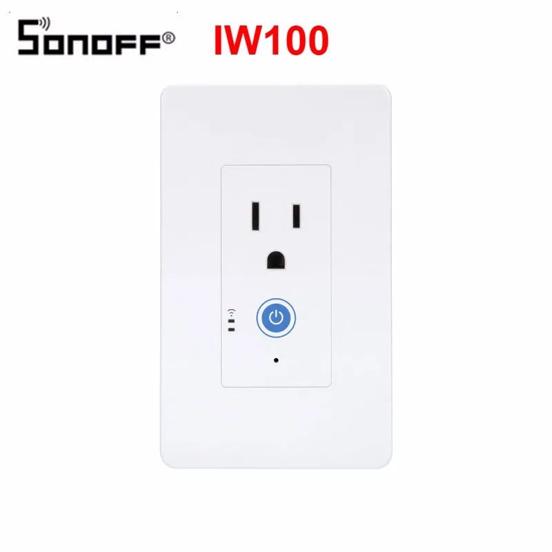Sonoff IW100 SONOFF IW100 US Wi-Fi настенная розетка с вилкой 15A 1800 Вт умный настенный переключатель для мониторинга мощности приложение Голосовая LAN пульт дистанционного управления работает с Alexa - Комплект: Sonoff IW100