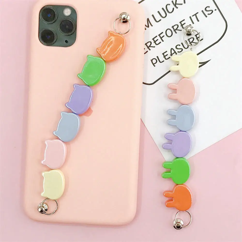 

Colorful Cute Resin Rabbit Cat Beads Chain For Phone Case Decoration Handmade Craft Key Chain Accessories