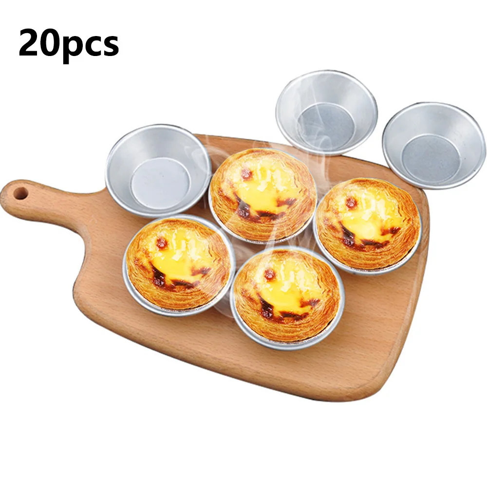 

20pcs Non-Stick Aluminum Alloy Egg Tart Mold Cupcake Cake Mini Pie Muffin Pan Baking Tool Molds Pastry Tools