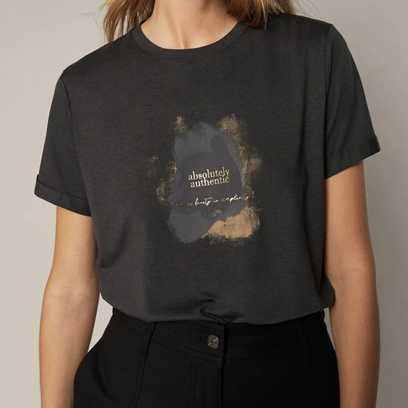 

2021 Summer Vintage Letter Print T Shirt Women Streetwear Casual O Neck Tshirt Female Harajuku Cotton Loose Tees Tops Y2K