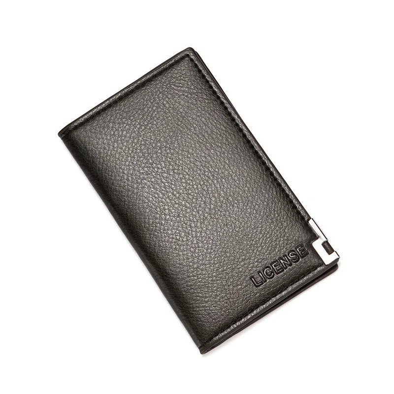 

Lychee Pattern PU Leather Men's Wallet Driver's License Case Clutch Bag Push-pull Finger Slot Card Holder Card Holder