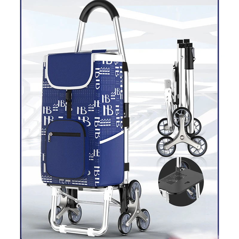 

Household portable shopping cart storage climbing stairs to buy food, push-pull carts folding supermarket old and young trolleys