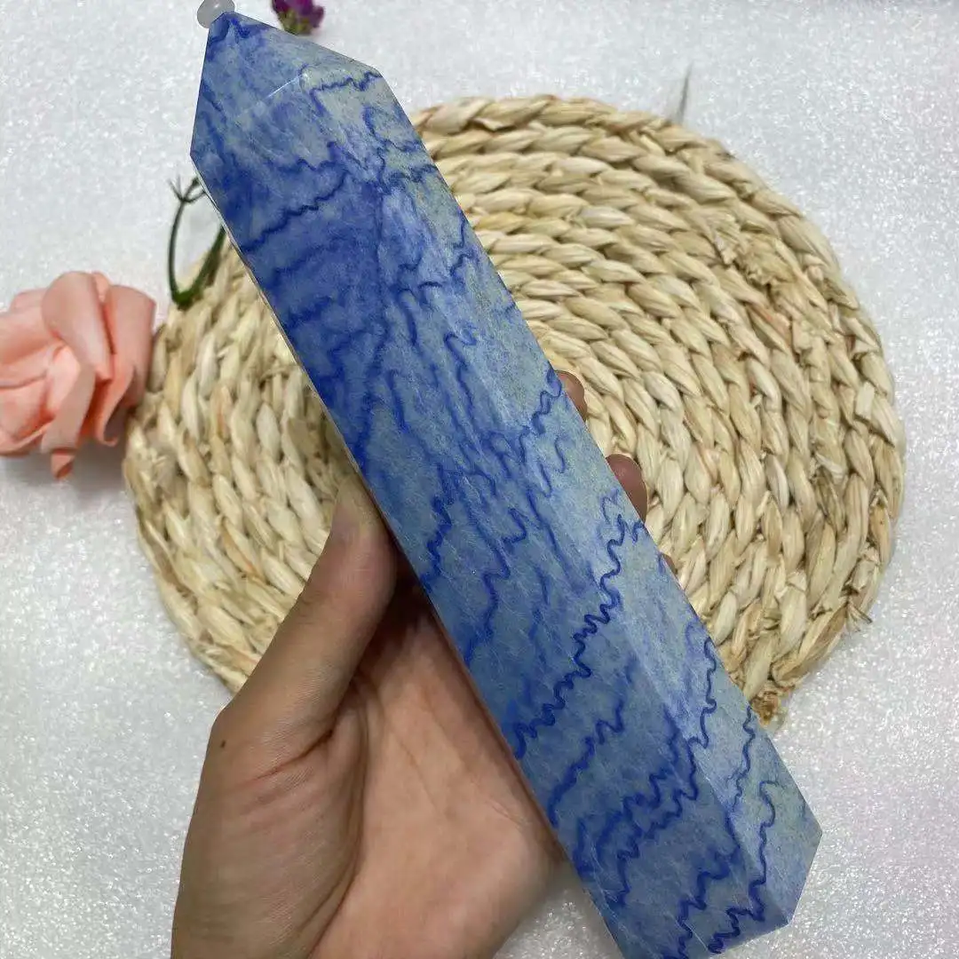 

Natural blue Dongling jade quartz crystal obelisk points to sanatorium decoration home decoration
