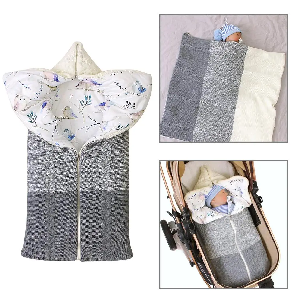 

36 * 75cm Baby Sleeping Bag Winter Infant Stroller Sleepsacks Solid Tthick Warm Envelopes For Newborn Wrap Knitted Bag