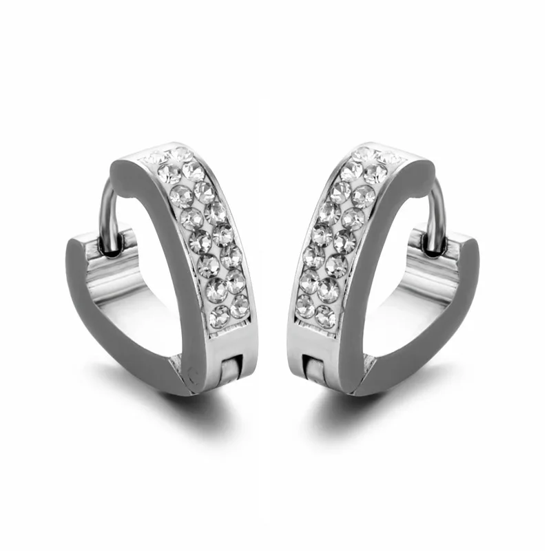 1 Pair Punk Men/Women Small Ear Circle Earrings Stainless Steel Piercing Ear Buckles Heart Round Hoop Earring Gothic Jewelry - Окраска металла: Style 5