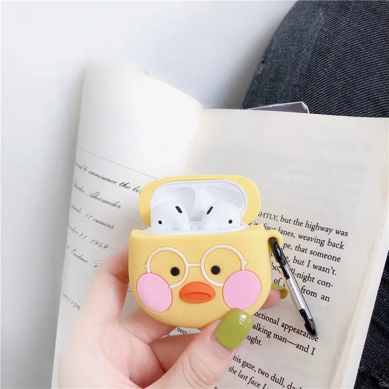 Для AirPods 2 Чехол милый мультфильм утка беспроводной Bluetooth наушники чехол для iPhone Air