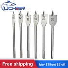 UCHEER 6 шт.компл. плоские сверла 3-точечный деревообрабатывающий нож с Шестигранная ручка Деревообрабатывающие инструменты 10-25 мм