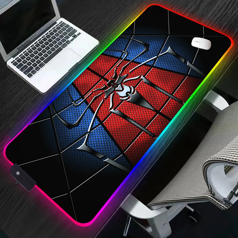 

RGB Mouse Pad Cute spider Mousepad Anime Desk Mat Gamer Gaming Mouse Mat Keyboard for Computers Mause Pad Xxl 900x400 Laptop Pad