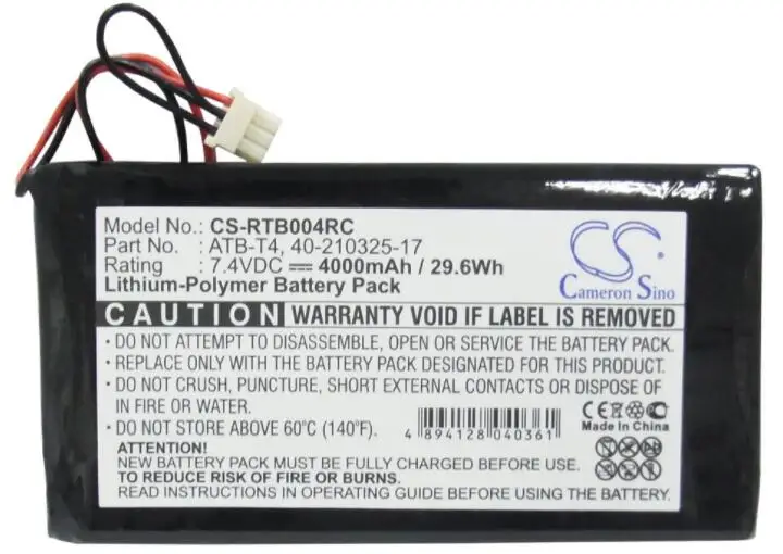 

cameron sino 4000mah battery for RTI T4 T4 Touch Panel Zig Bee 40-210325-17 ATB-T4 Remote Control Battery