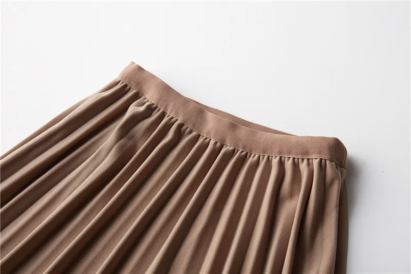 2020 Весенняя женская плиссированная юбка с высокой талией женские трапециевидные