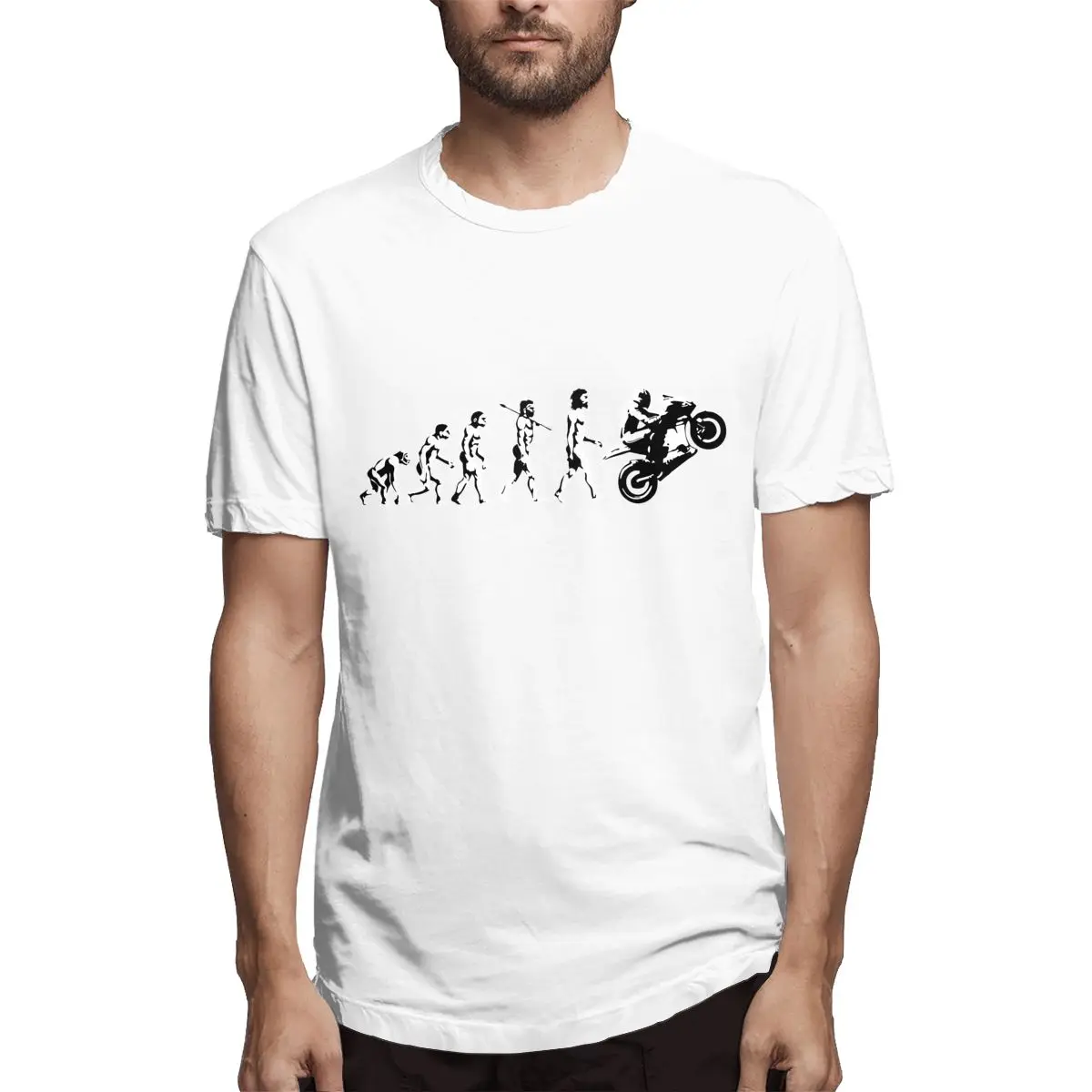 

MOTORCYCLE EVOLUTION BIKE WHEELIE Men's T Shirt Novelty Tee Shirt Short Sleeve Crew Neck T-Shirt Cotton Original Clothing