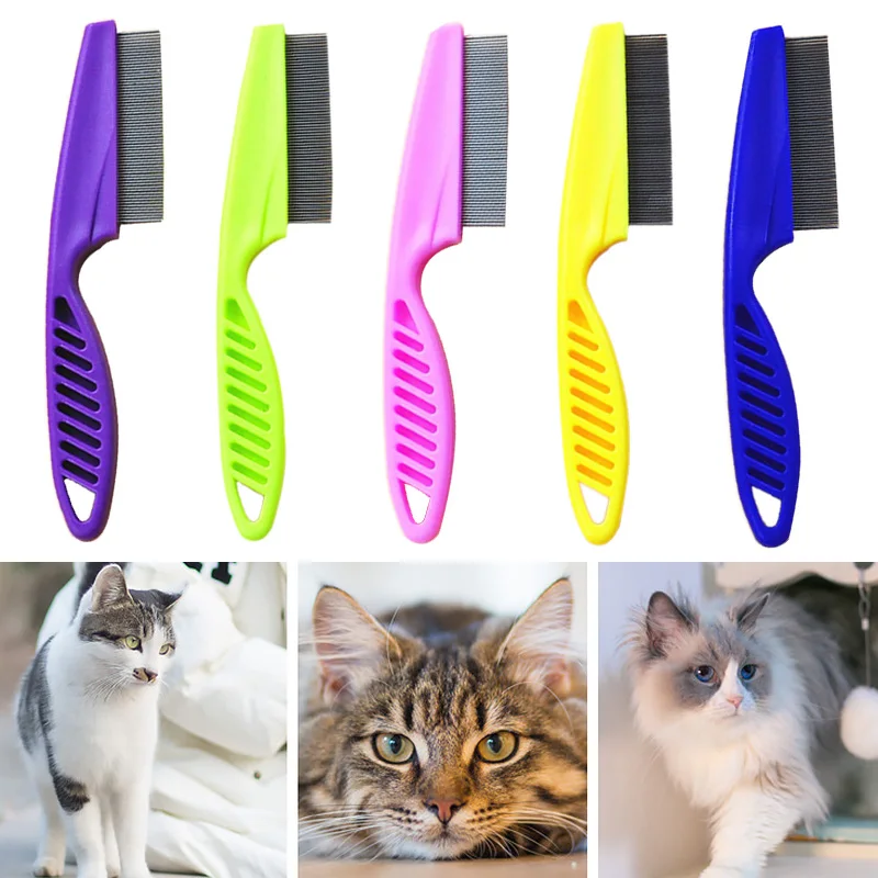 

Stainless Steel Pet Comb Anti-Static Anti-Fine Tooth Flea Comb For Cats Dogs With Long Handle Colorful High-Quality Pet Supplies