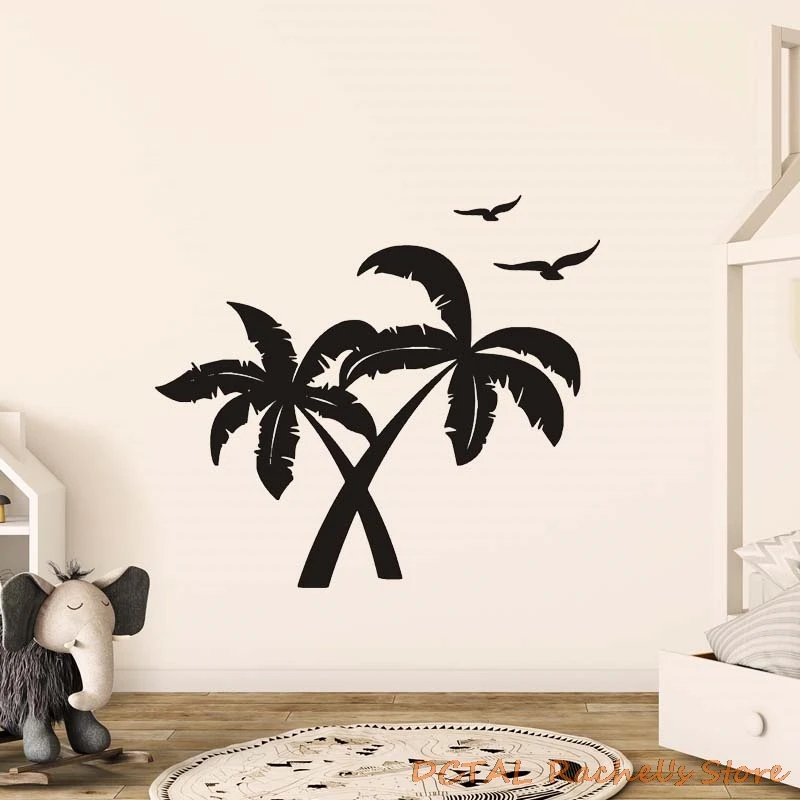 Surf тропический остров Стикеры пальмовые силуэты Чайка птичка для домашнего