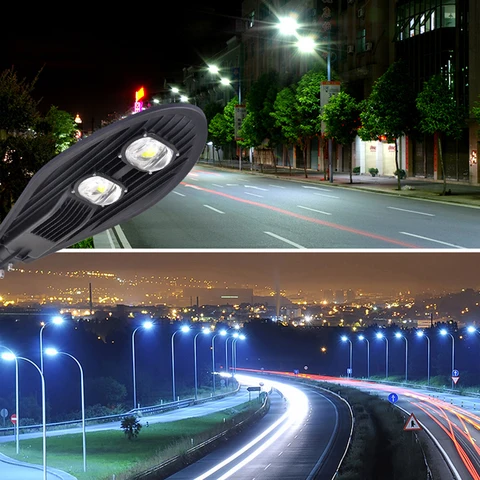 100W LED Street Light Fixture Waterproof IP65 Outdoor Patio Wall Lamp Garden Highway Backroad Black Shell