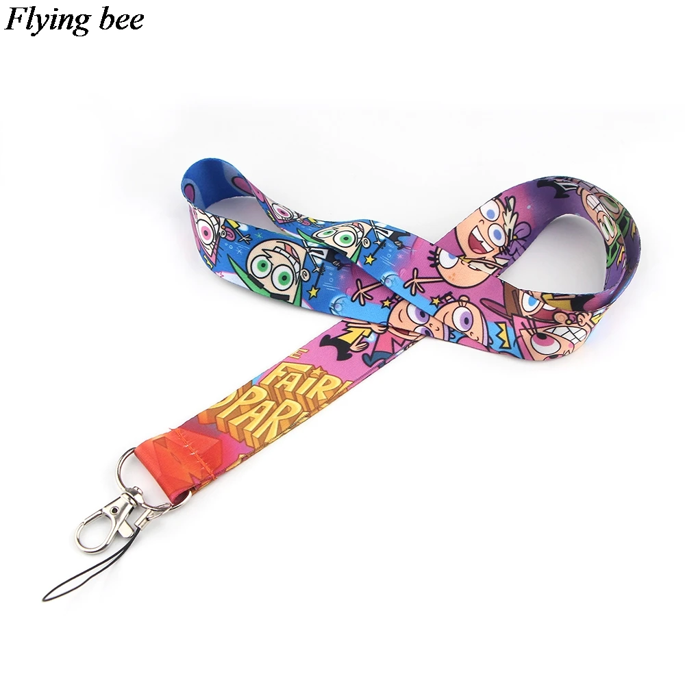 Flyingbee милый мультяшный ремешок брелок для ключей значок ID Мобильный телефон брелоки женские ремни на шею