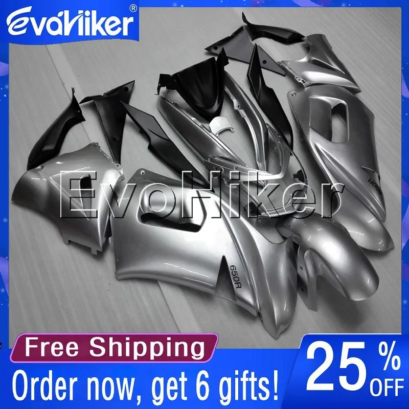 

Custom motorcycle cowl for 650R ER-6f 2006 2007 2008 ABS fairing silver+gifts