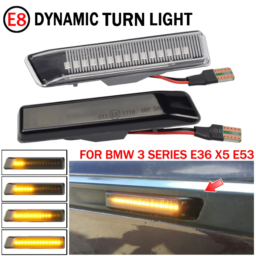 

Dynamic Flowing LED Side Marker Signal Light For BMW E36 For BMW X5 E53 For BMW 3 Series Sequential Blinker Lamp