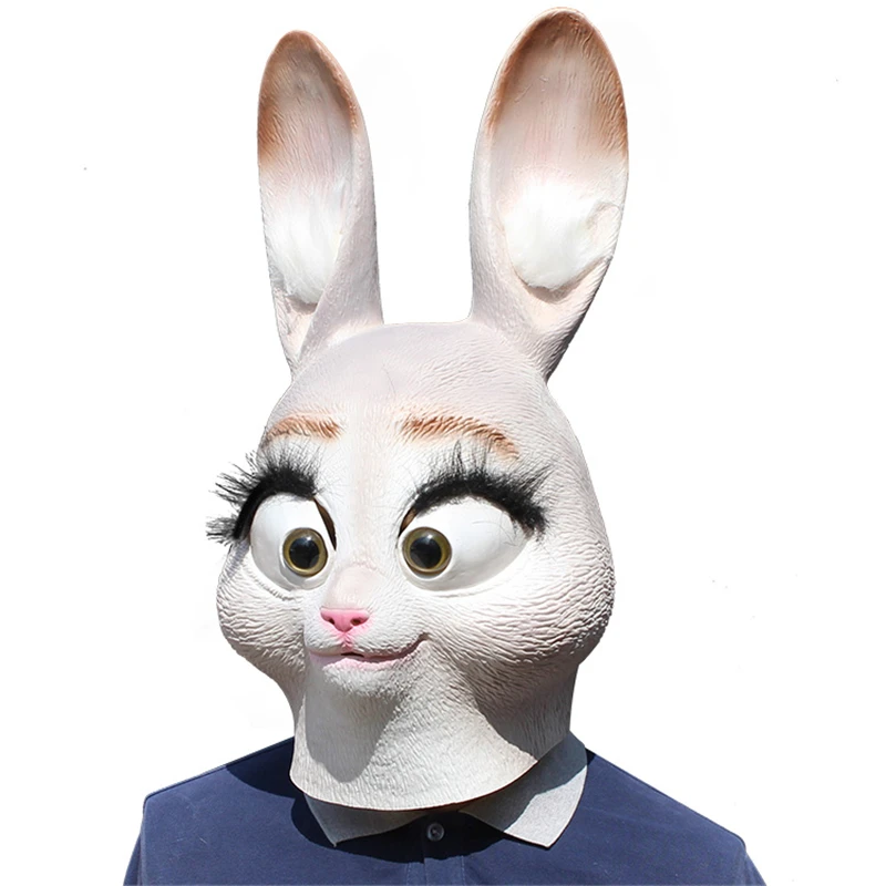 Judith rabbit Latex Unisex Movie Cosplay Anime costume Prop Adult Animal Party Mask for Halloween | Тематическая одежда и