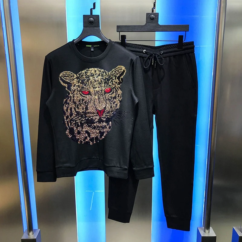 

Harajuku Trend Hot Diamond Hoodie Sportswear Men’s Sets Tracksuits, Cotton Thermal Sweatshirt And Pants 2-Piece Suit/Loose Jog