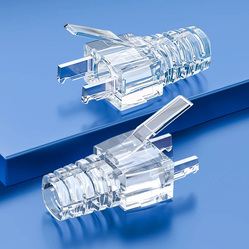 SAMZHE 50 шт прозрачный RJ45 CAT5 CAT5E CAT6 Ethernet сетевой разъем оболочка Натяжной штекер